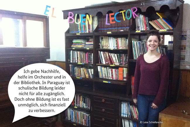 Luise in der Bibliothek im SOS-Kinderdorf