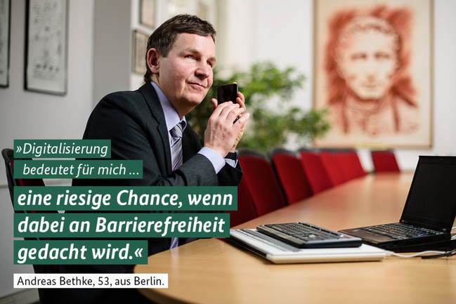 Der Geschäftsführer des Deutschen Blinden- und Sehbehindertenverbands (DBSV), Andreas Bethke, in Berlin. - nur für Digitale Agenda